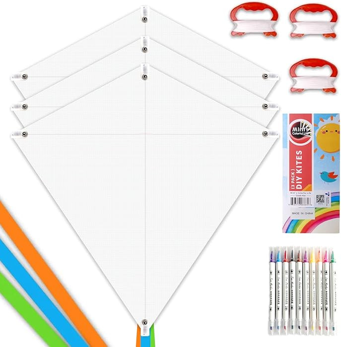 DIY Kites for Kids Kite Making Kit Bulk, Decorating Coloring Kite Party Pack,White Diamond Kite K... | Amazon (US)