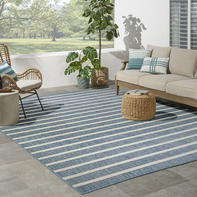 Nourison Positano Indoor/Outdoor Navy Ivory 8' x 10' Area Rug (8x10) | Walmart (US)