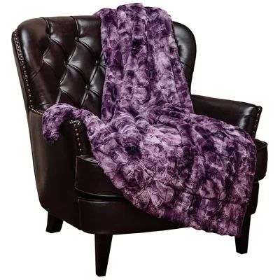 Trio Super Soft Fuzzy Faux Fur Throw Blanket and Pillow Cover Set Latitude Run® Color: Aubergine | Wayfair North America