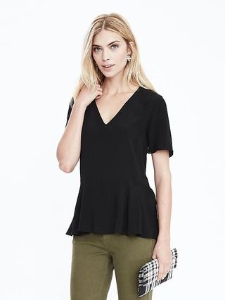 Short-Sleeve Peplum Top | Banana Republic US