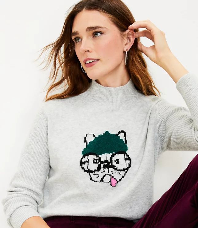 French Bulldog Turtleneck Sweater | LOFT