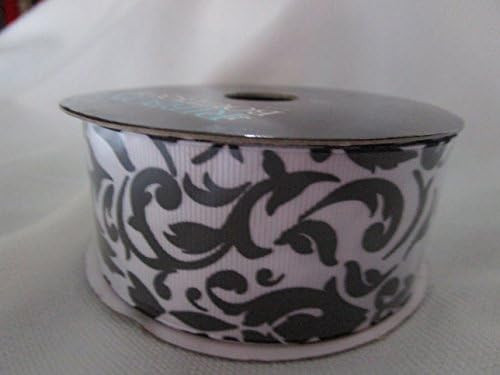 New, White with Black Scrolling Vine Decorative Ribbon, 3 Yard Bolt Designer Ribbon | Amazon (US)
