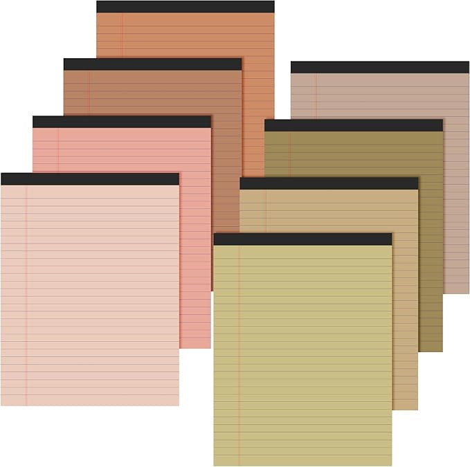 8 Pcs 8.5'' x 11'' Colored Legal Pad Writing Pads Wide Ruled 50 Sheets Per Notepad Perforated Wri... | Amazon (US)
