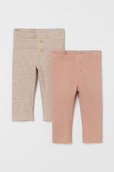 Baby Exclusive. Leggings in ribbed organic cotton jersey. Adjustable, elasticized waistband and m... | H&M (US + CA)