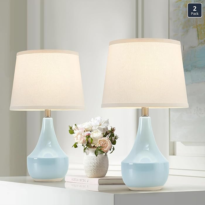 GyroVu Table Lamp Set of 2, 18.63” Ceramic Lamp Classic Beside Lamps Nightstand Lamp Modern Cut... | Amazon (US)
