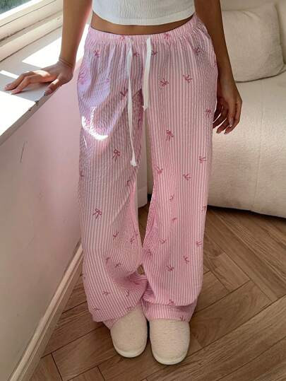 Aloruh Elegante, sexy, comfortabele broek met lage taille,
veelzijdige lange broek met strikstree... | SHEIN