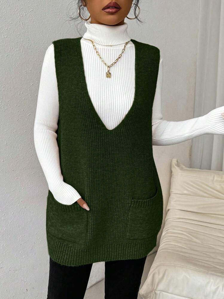 Deep V Neck Sweater Vest | SHEIN