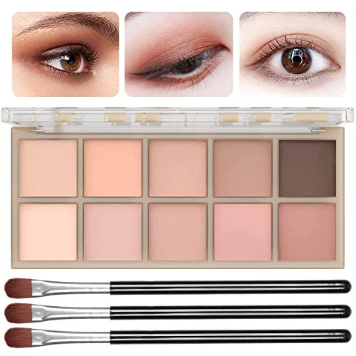 10 Colors Eyeshadow Palette,Light Beige Nude Pink Brown Naturing Eye Shadow Makeup,Blendable High Pigmented,Neutral Smokey,Long Lasting High Pigment Matte Eyeshadow for Older Women Gift Kit (Milk Tea) | Amazon (US)