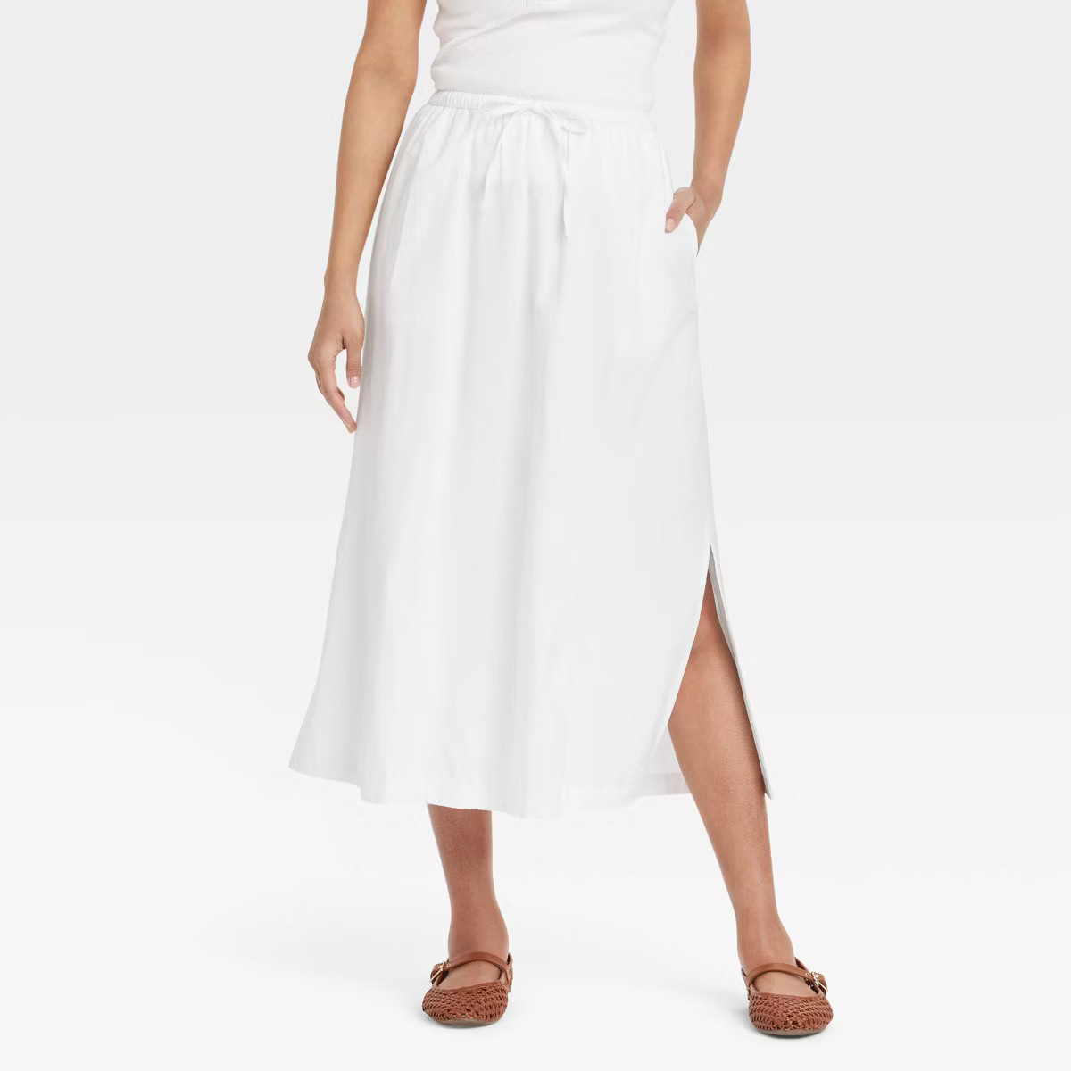 Women's Tie-Front Midi A-Line Skirt - Universal Thread™ | Target