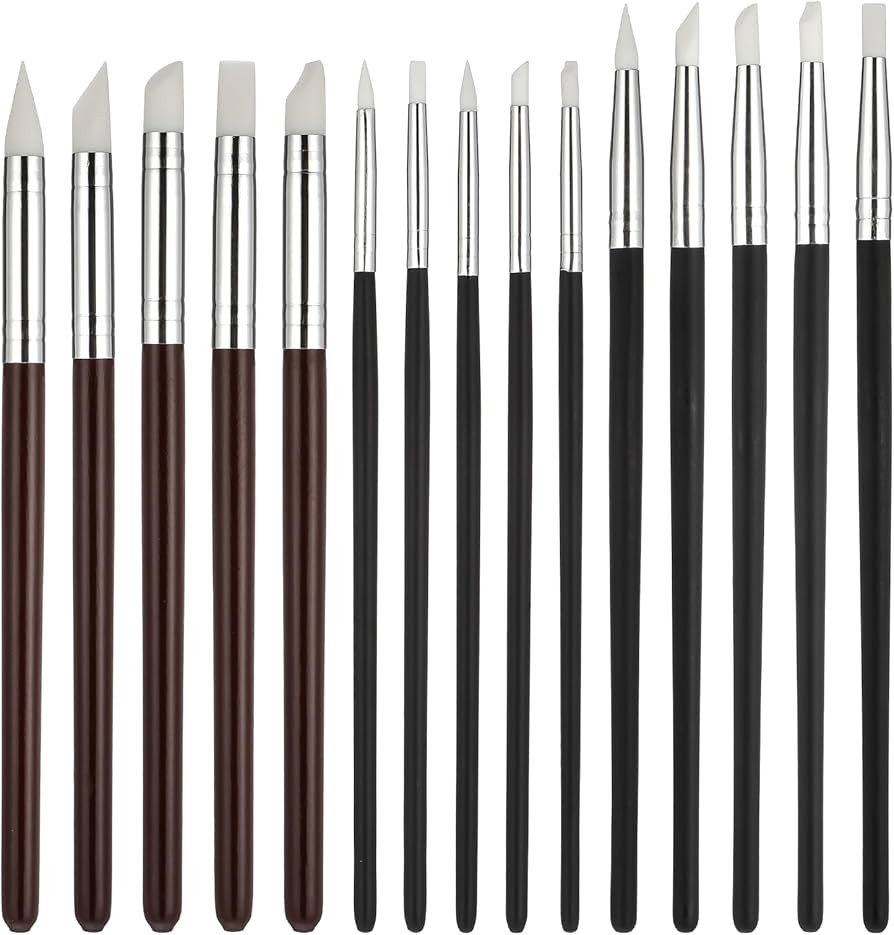 15 Pcs Silicone Paint Brush 5 Shapes Head Silicone Brushes for Crafts Rubber Paint Pens Flexible ... | Amazon (US)