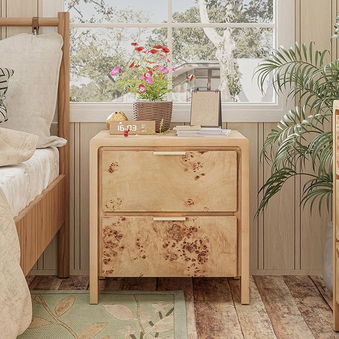 Fully Assembled Farmhouse Nightstand with Drawer, Distressed Wood Retro Accent Bedside Table, Sma... | Amazon (US)