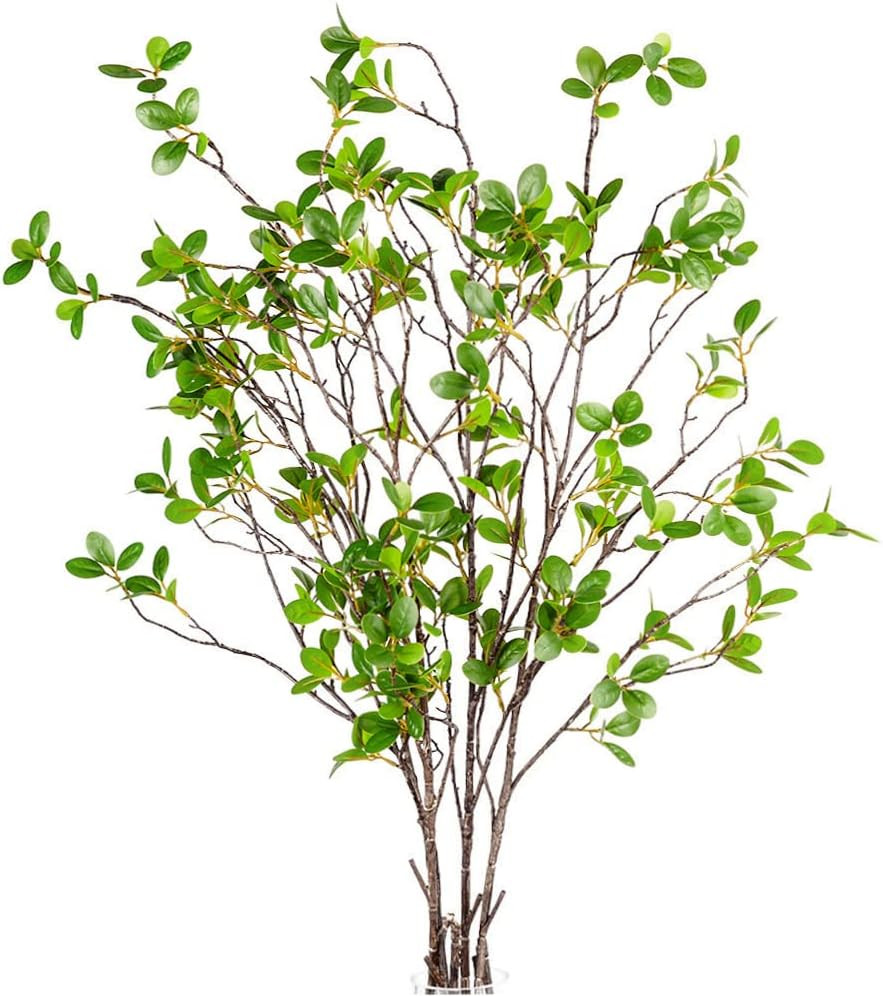BohoSM 3 Pack Artificial Greenery Stems Branches for Vase Fake Ficus Stems Faux Stems(45"/Branche... | Amazon (US)