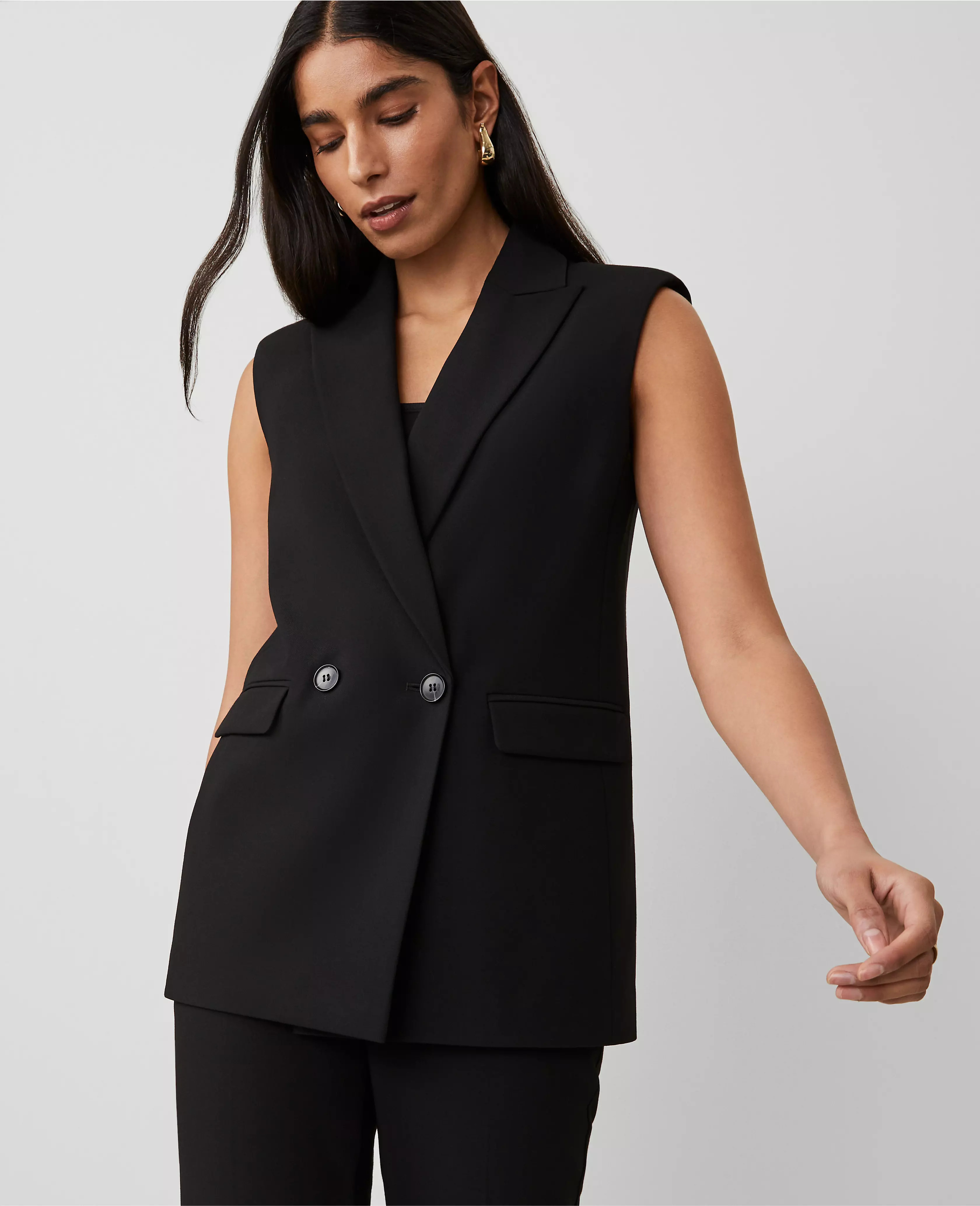 The Oversized Double-Breasted Vest in Bi-Stretch | Ann Taylor
