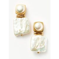 Square Pearl Statement Earrings | 18k Gold Plated/Pearl | Missoma US