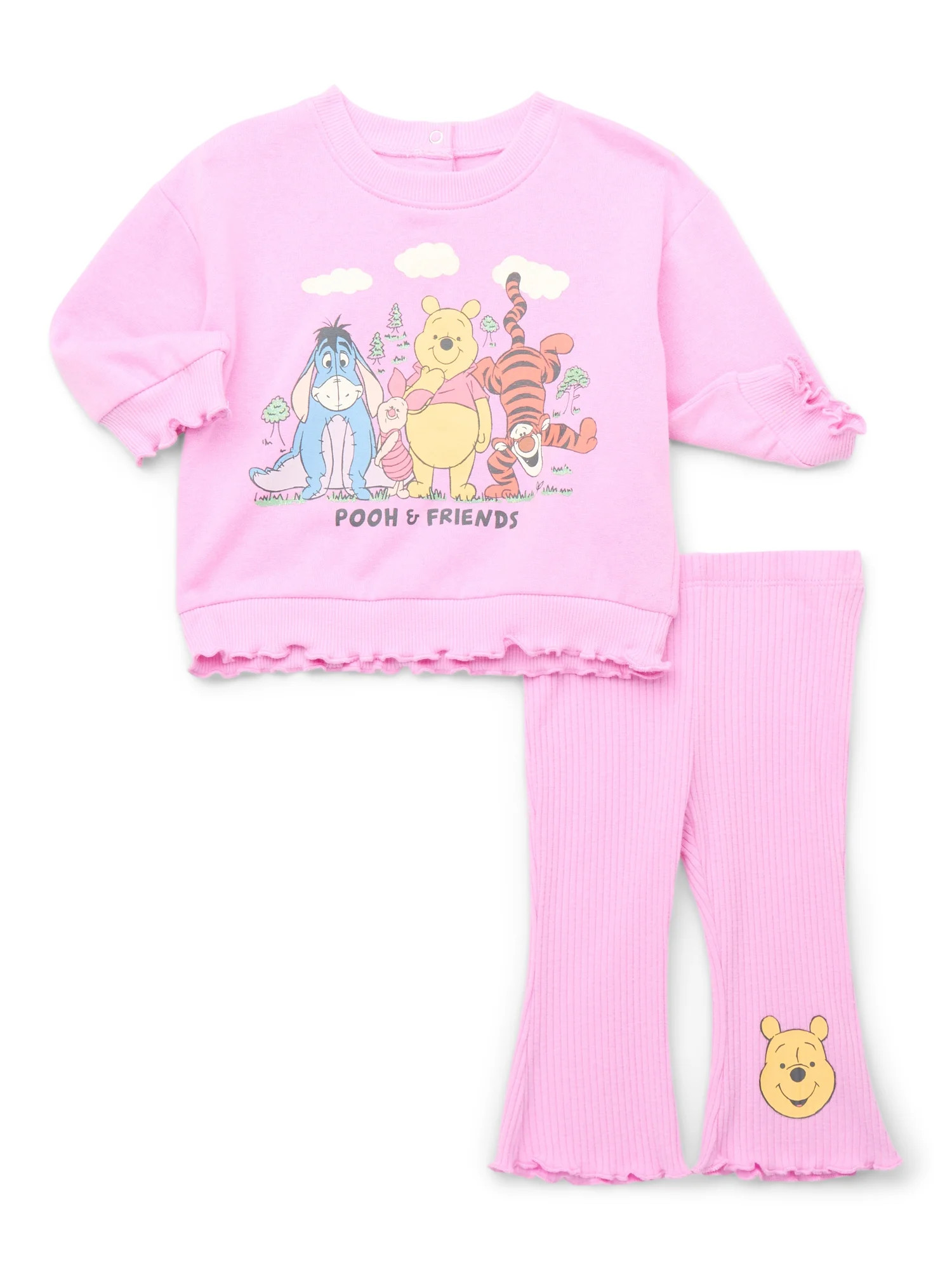 Winnie the Pooh Baby Girls Graphic Sweatshirt and Flared Leggings, 2-Piece, Sizes 0M-24M | Walmart (US)