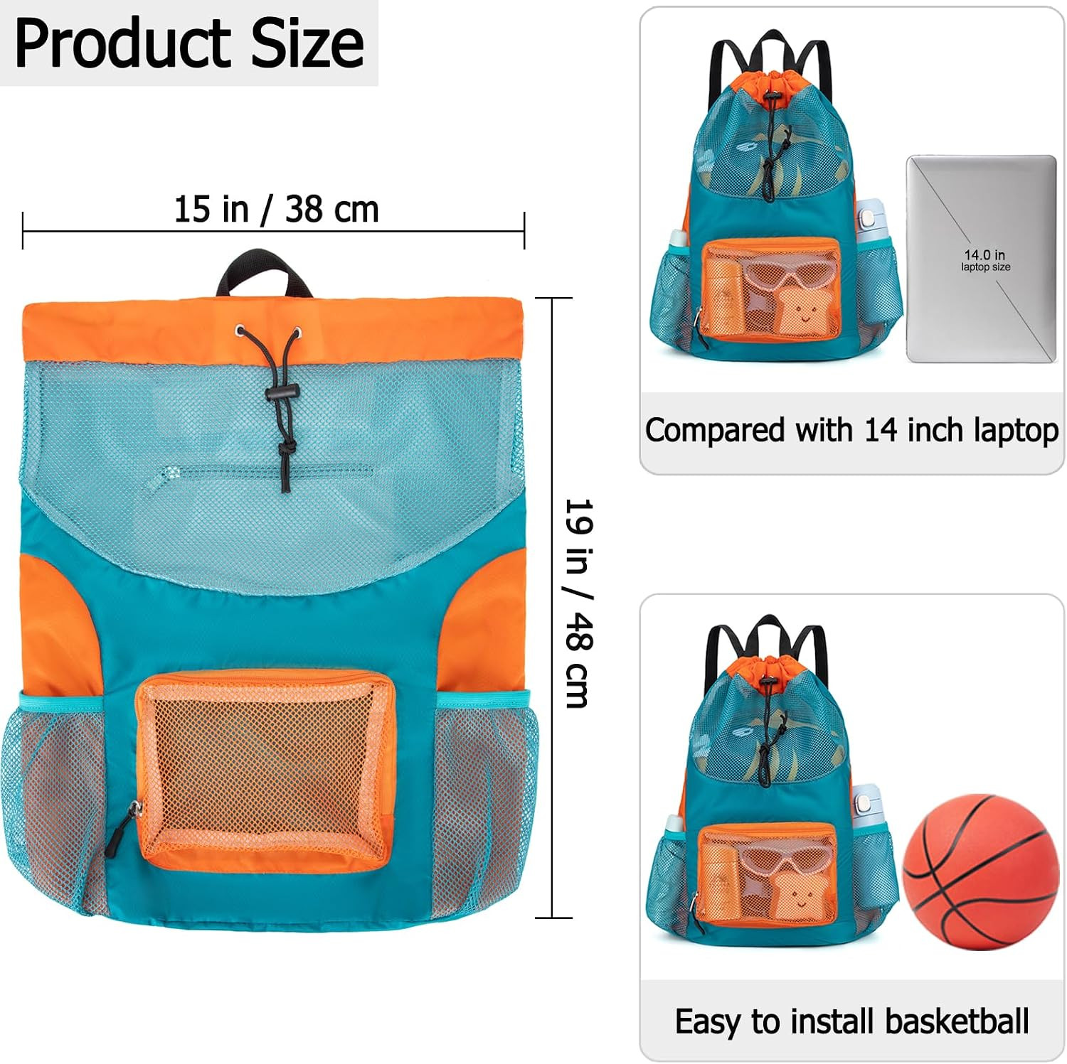 Swim Bag for Kids Mesh Beach Backpack for Boys Lightweight Drawstring Beach Bag Swimming Pool Spo... | Amazon (US)