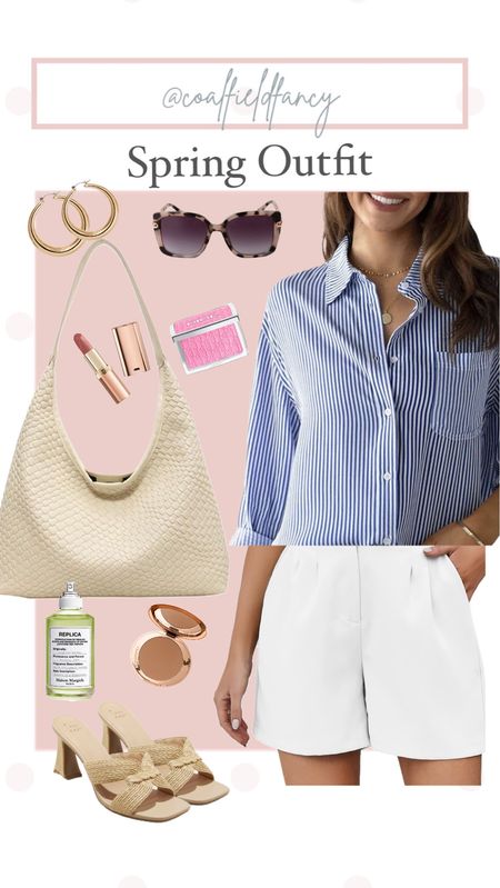 Casual Spring Outfit
Blue & white striped button down
White shorts- highly recommend! TTS
Cream woven bag 
MilkyTortoise sunglasses 
Sandals

#LTKfindsunder50 #LTKxSephora #LTKxTarget