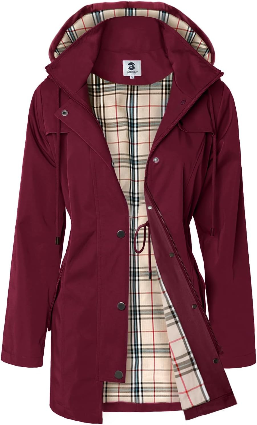SaphiRose Women's Long Hooded Rain Jacket Outdoor Raincoat Windbreaker | Amazon (US)