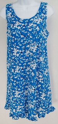 Draper James Blue White Floral Ruffle Tank Shift Dress Size S/M Small Medium | eBay US
