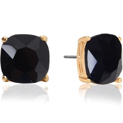 Large Stud Earrings For Women - Big Stud Earrings For Women, Black Statement Jewelry, Gold Tone Black Small Square Studs with Large Rhinestone | Amazon (US)