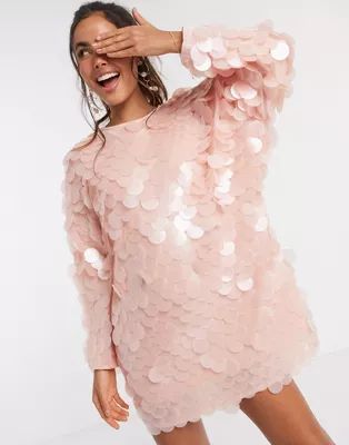 ASOS EDITION boxy mini dress with pink discs | ASOS (Global)