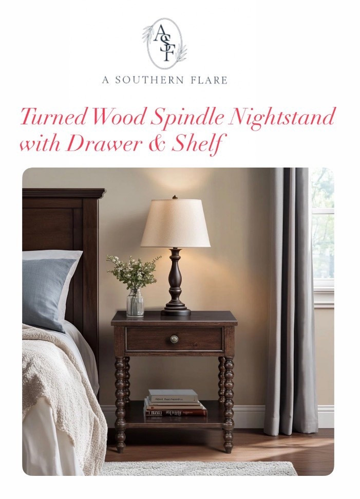 Turned Wood Spindle Nightstand with Drawer & Shelf

#LTKSaleAlert #LTKHome
