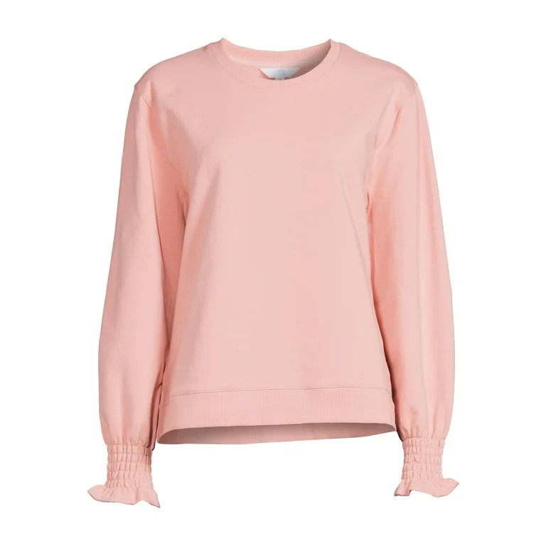 Time and Tru Women’s Smocked Cuff Sweatshirt | Walmart (US)
