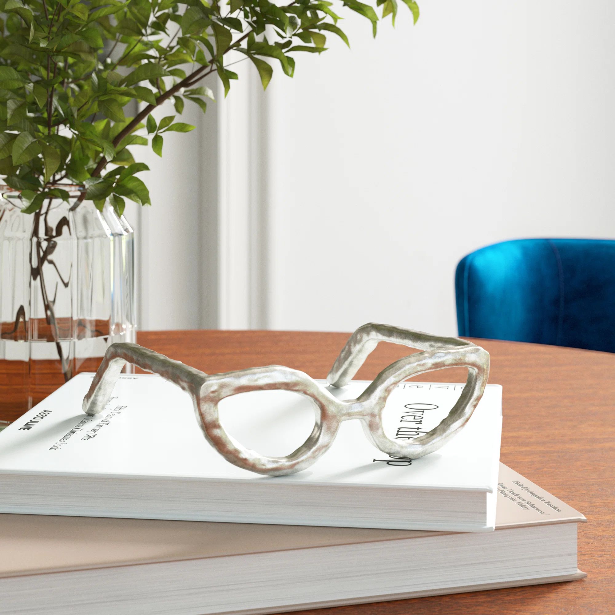Secor Abstract Cat Eye Glasses Metal Sculpture, Room or Office Décor,8 L x 8 W x 3 H Inches | Wayfair North America