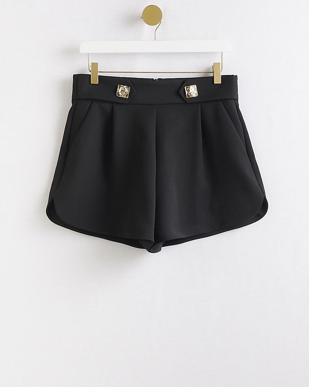 Black tailored button shorts | River Island (UK & IE)