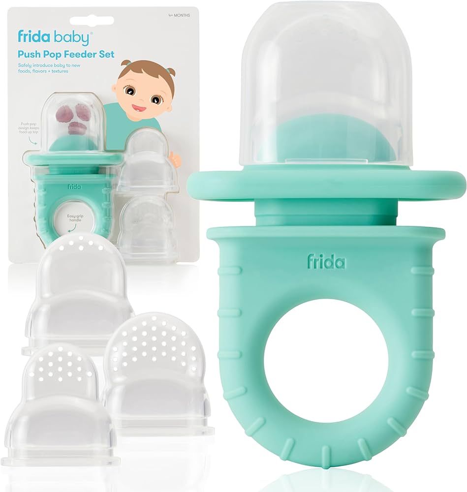Frida Baby Push Pop Feeder, Baby Fruit Feeder, Baby Fruit Food Pacifier to Safely Introduce New F... | Amazon (US)