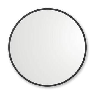 better bevel 30 in. W x 30 in. H Rubber Framed Round Bathroom Vanity Mirror in Black 19003 - The ... | The Home Depot