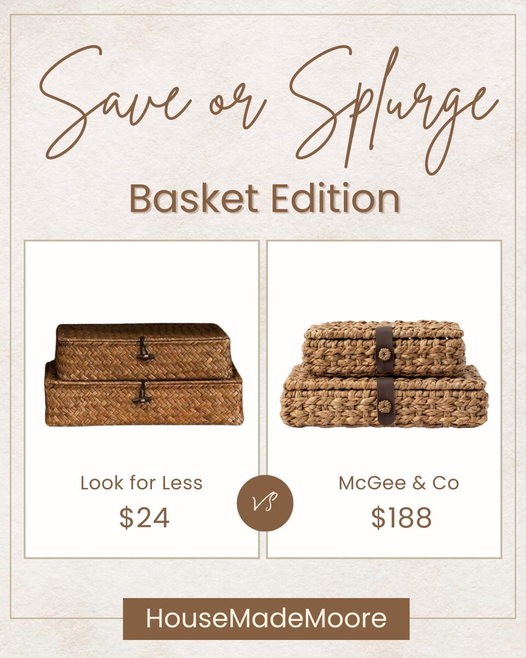 A chic woven storage box is the kind of functional decor that effortlessly elevates a space—because clutter looks cuter when it’s hidden in style. These Save vs. Splurge options bring the same organic texture, rich woven details, and timeless storage solution at two very different price points.

Whether stacked on a console, styled on shelves, or placed on a coffee table, these boxes blend beauty with function.

Would you save or splurge on this one? Because even the smallest details can make a space feel curated and complete.

#LTKHome