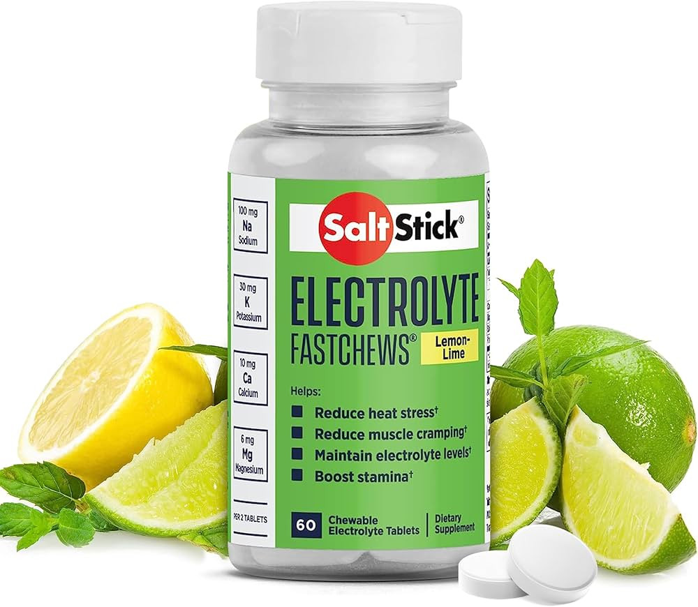 SaltStick FastChews Electrolytes - 60 Chewable Electrolyte Tablets - Lemon Lime Flavor - Salt Tab... | Amazon (US)