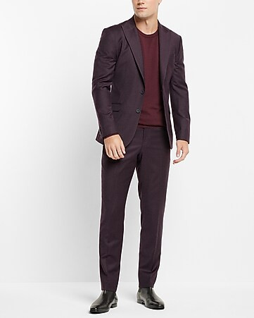 Slim Solid Raisin Flannel Suit | Express