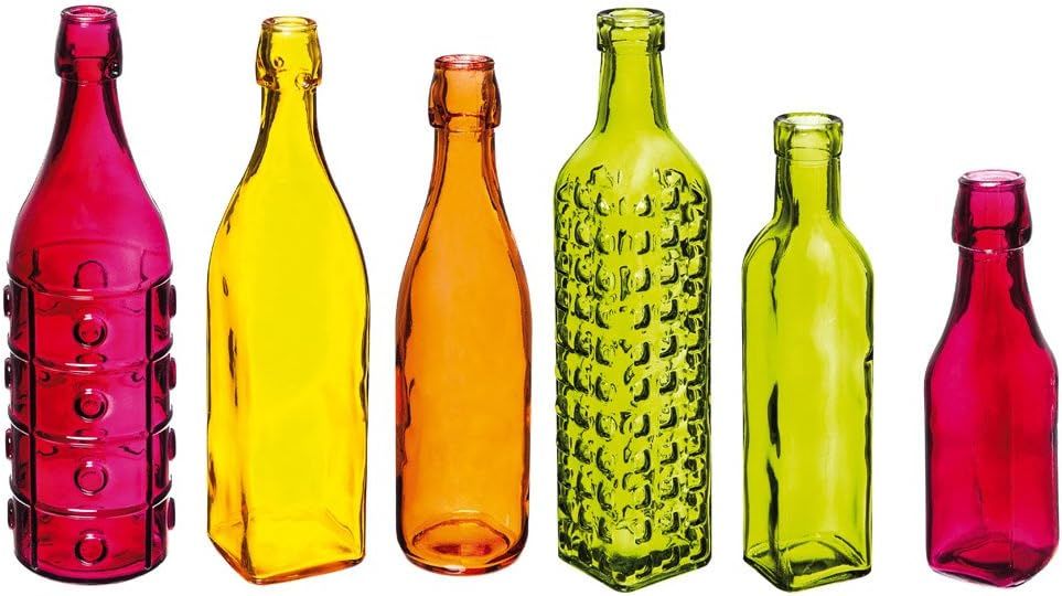 Evergreen Decorative Colorful Glass Bottles |Multi-Colored |Fade and Weather Resistant |6 Piece S... | Amazon (US)