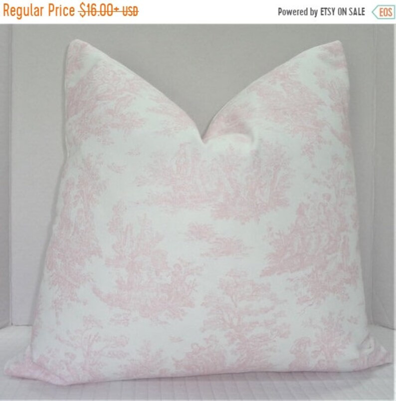 SALE SALE Pink & White Toile Pillow Cover Baby Girl Nursery Pink Throw Pillows Decorative Toile P... | Etsy (US)