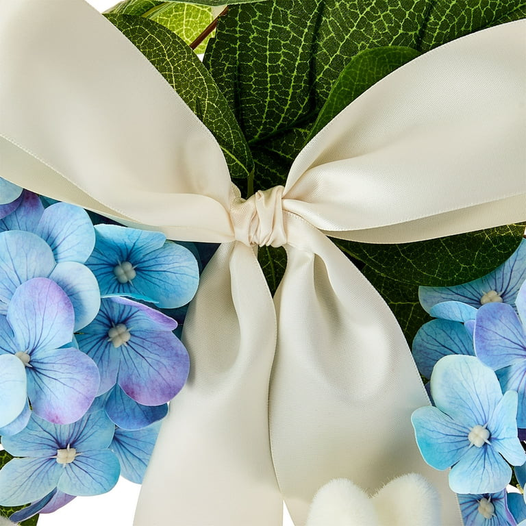 Bunny and Hydrangea Wreath, Blue and White, 22", Easter by Way To Celebrate | Walmart (US)