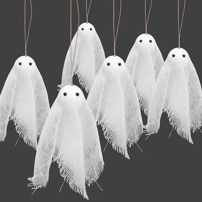 Watayo 16 Pcs Halloween Ghost Hanging Ornaments, 3.5 Inch Small Hanging Ghosts Tree Ornaments, Fa... | Amazon (US)