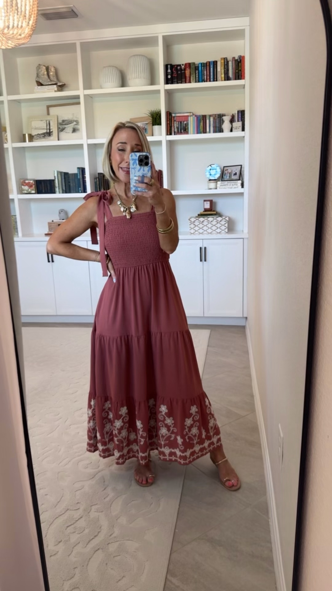 Vacation looks From travel to resort. Smocked Bow Strap Embroidered Maxi Dress - size small. 7 colors. 

#LTKOver40#LTKSeasonal#LTKTravel 

 