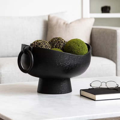Modern Metal Pedestal Decorative Bowl for Coffee Table - Contemporary Centerpiece Decorations and Table Decor Bowl for Home Decor Accents - 9", Black | Target