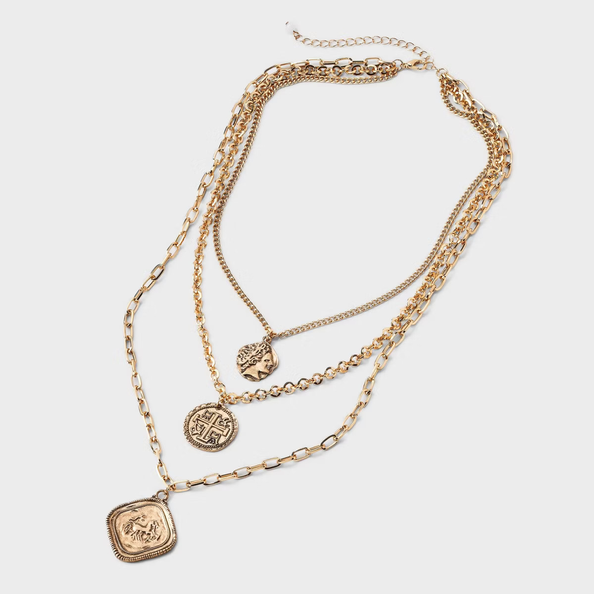Coin Medallion Quartz Pendant Multi-Strand Necklace - Universal Thread™ Gold | Target