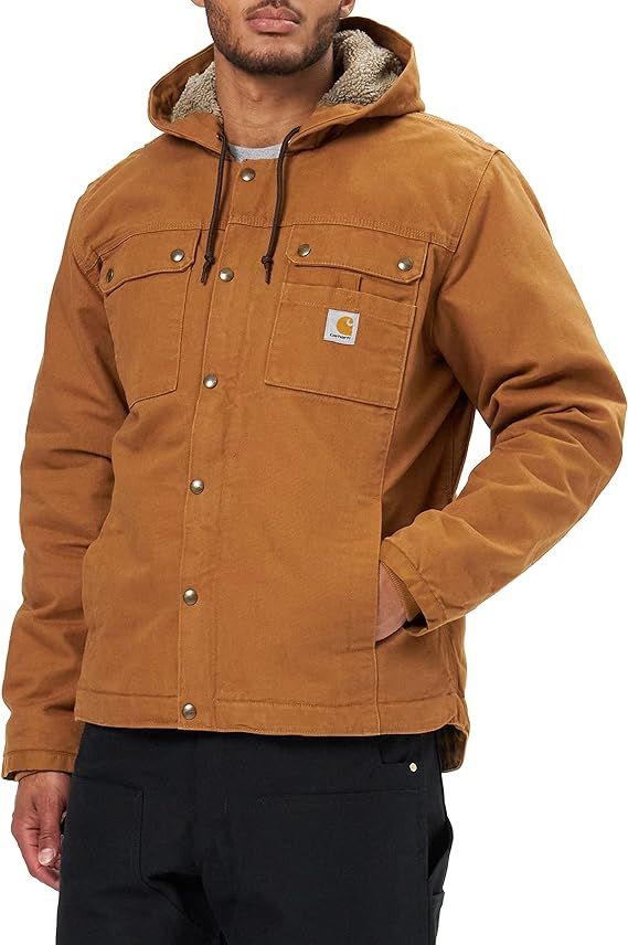 Carhartt Men's Relaxed Fit Washed Duck Sherpa-Lined Utility Jacket | Amazon (US)