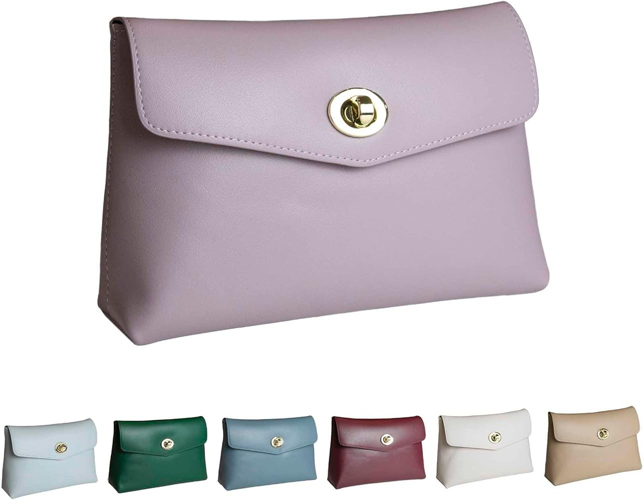 Cosmetic Bag Travel Makeup Pouch Travel Organizer, Zipper Pouch Bags for Women Vegan Leather (No ... | Amazon (US)