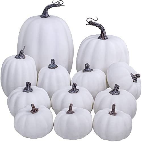Artificial White Pumpkins Bulk Faux Harvest Pumpkins for Fall Wedding Thanksgiving Halloween Seas... | Amazon (US)