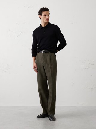 Relaxed-Fit Wide-Leg Linen-Blend Pant | Banana Republic Factory