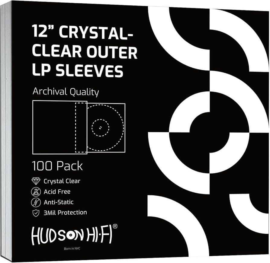 Hudson Hi-Fi Vinyl Record Outer Sleeves Covers - Premium Clear Vinyl Record Sleeve 100-Pack - Pro... | Amazon (US)