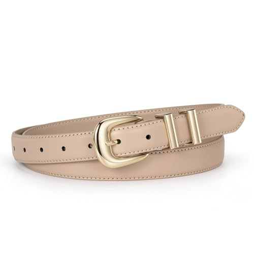 Womens Belt Fashion Leather Wais Belt for Jeans Pants Dresses with Gold Buckle | Amazon (US)