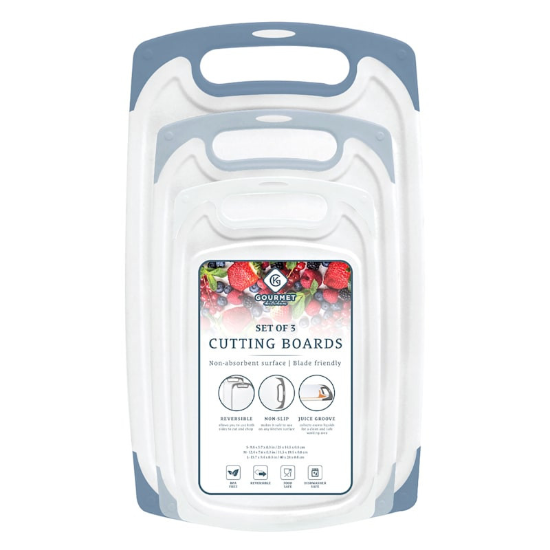 3-Piece Non-Slip Cutting Board Set, Blue Shadow | At Home