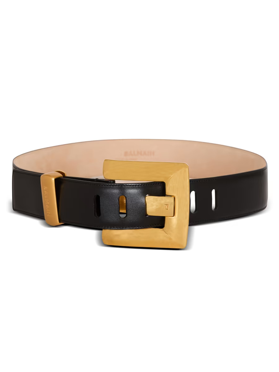 Balmain Anthem Thick Leather Belt | Saks Fifth Avenue | Saks Fifth Avenue