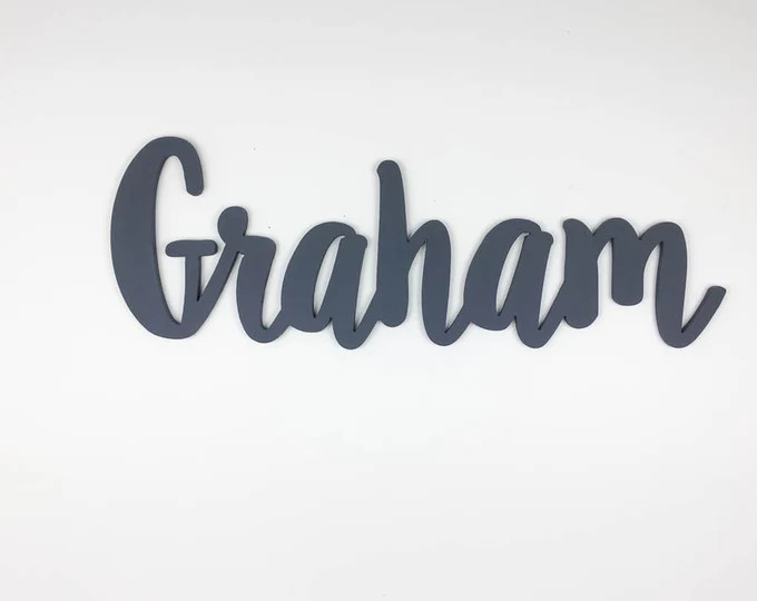 Boys XLG Name Sign, Modern nursery, script name, name cutout, kids wall decor, kids bedroom, mode... | Etsy (US)